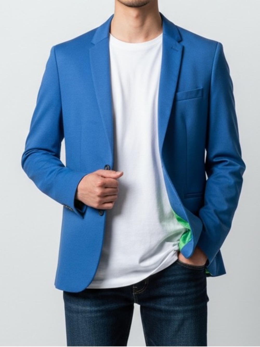 Zara Men’s Basic Blue Two Button Blazer Jacket Size Large